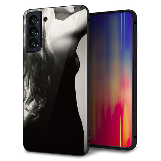 au ギャラクシーS21+ 5G SCG10 強化ガラス＆TPUスマホケース ガラプリ【KM890 バックスタイル】