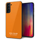 au ギャラクシーS21+ 5G SCG10 強化ガラス＆TPUスマホケース ガラプリ【KM906 ポップカラー(オレンジ)】