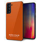 au ギャラクシーS21+ 5G SCG10 強化ガラス＆TPUスマホケース ガラプリ【KM917 レトロカラー(ダークオレンジ)】