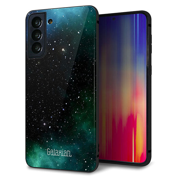 au ギャラクシーS21+ 5G SCG10 強化ガラス＆TPUスマホケース ガラプリ【KM927 Galaxias Green】