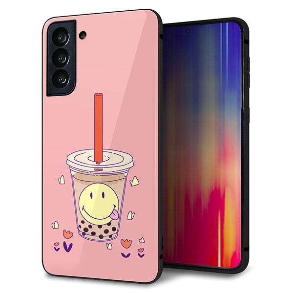 au ギャラクシーS21+ 5G SCG10 強化ガラス＆TPUスマホケース ガラプリ【MA903 タピオカ】