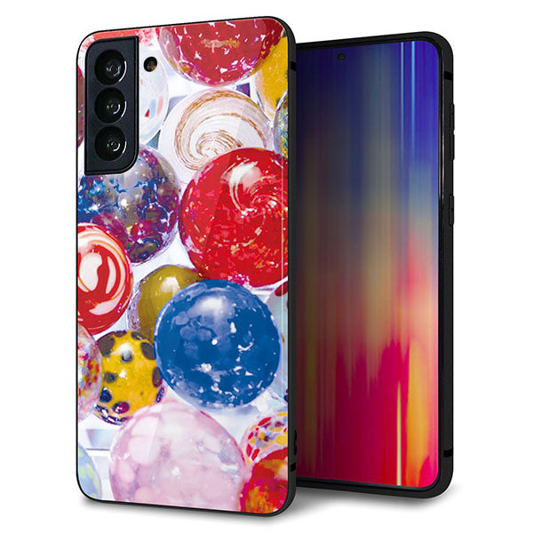 au ギャラクシーS21+ 5G SCG10 強化ガラス＆TPUスマホケース ガラプリ【MA935 ヨーヨー】