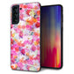 au ギャラクシーS21+ 5G SCG10 強化ガラス＆TPUスマホケース ガラプリ【SC874 リバティプリント プレスドフラワー（ピンク）】
