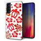 au ギャラクシーS21+ 5G SCG10 強化ガラス＆TPUスマホケース ガラプリ【SC881 ハワイアンアロハホヌ（レッド）】