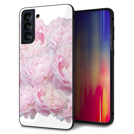 au ギャラクシーS21+ 5G SCG10 強化ガラス＆TPUスマホケース ガラプリ【YI885 フラワー６】