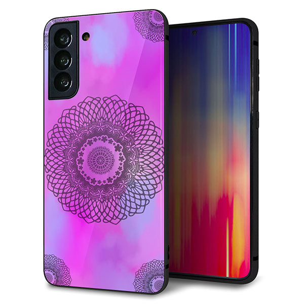 au ギャラクシーS21+ 5G SCG10 強化ガラス＆TPUスマホケース ガラプリ【YJ344 レース】