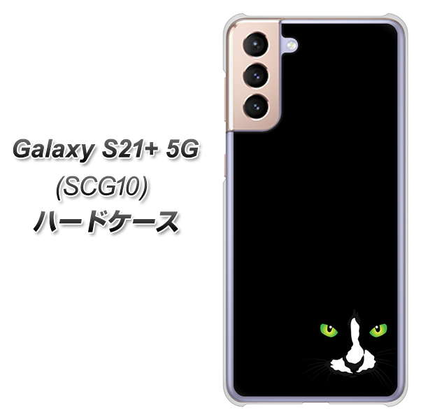 au ギャラクシーS21+ 5G SCG10 高画質仕上げ 背面印刷 ハードケース【398 黒ネコ】