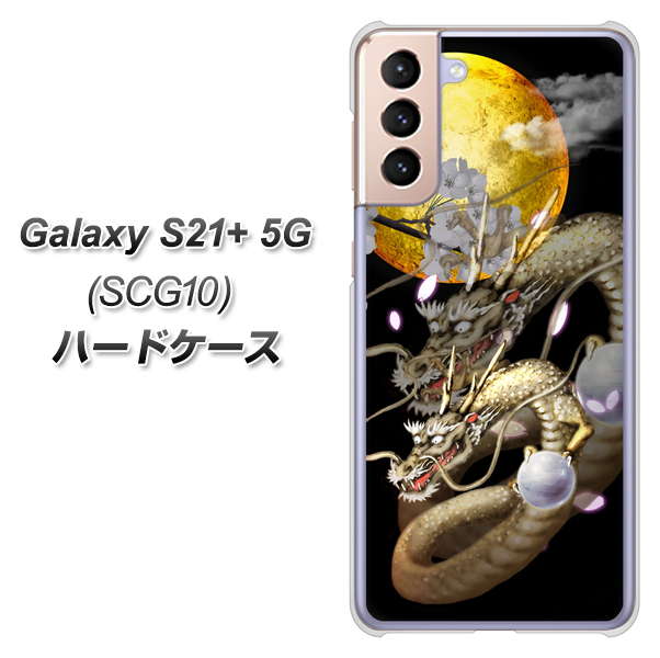 au ギャラクシーS21+ 5G SCG10 高画質仕上げ 背面印刷 ハードケース【1003 月と龍】