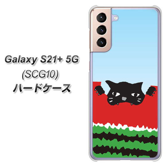 au ギャラクシーS21+ 5G SCG10 高画質仕上げ 背面印刷 ハードケース【IA815 すいかをかじるネコ(大)】