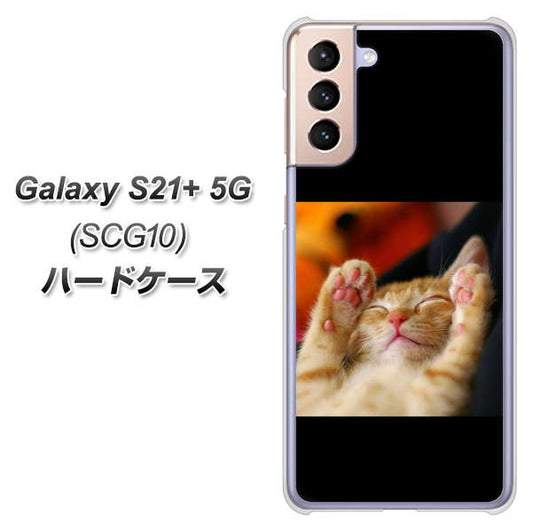 au ギャラクシーS21+ 5G SCG10 高画質仕上げ 背面印刷 ハードケース【VA804 爆睡するネコ】