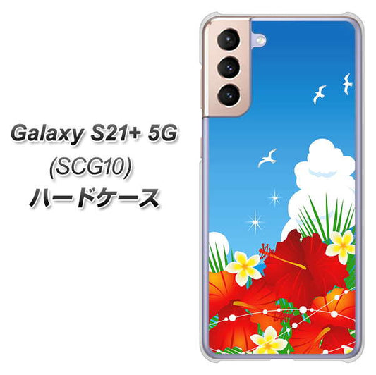 au ギャラクシーS21+ 5G SCG10 高画質仕上げ 背面印刷 ハードケース【VA821 ハイビスカスと青空】