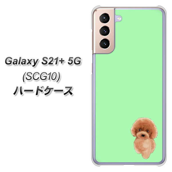 au ギャラクシーS21+ 5G SCG10 高画質仕上げ 背面印刷 ハードケース【YJ052 トイプードルレッド（ グリーン）】