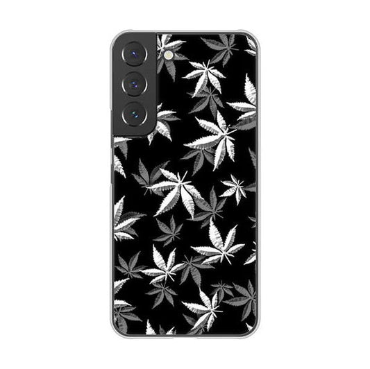 Galaxy S22 SCG13 au 高画質仕上げ 背面印刷 ハードケース 【064 モノトーン大麻ブラック】