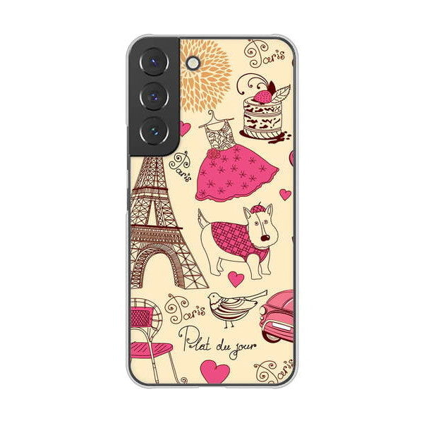 Galaxy S22 SCG13 au 高画質仕上げ 背面印刷 ハードケース LOVE フランス