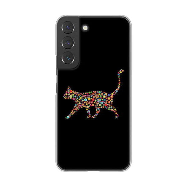 Galaxy S22 SCG13 au 高画質仕上げ 背面印刷 ハードケース 【406 カラフルキャット】