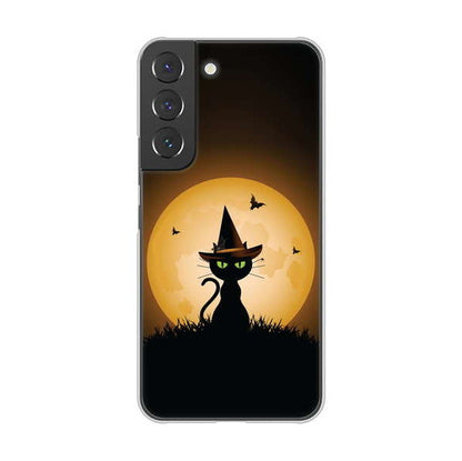 Galaxy S22 SCG13 au 高画質仕上げ 背面印刷 ハードケース 夜とネコ