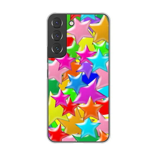 Galaxy S22 SCG13 au 高画質仕上げ 背面印刷 ハードケース 【1293 ランダムスター】