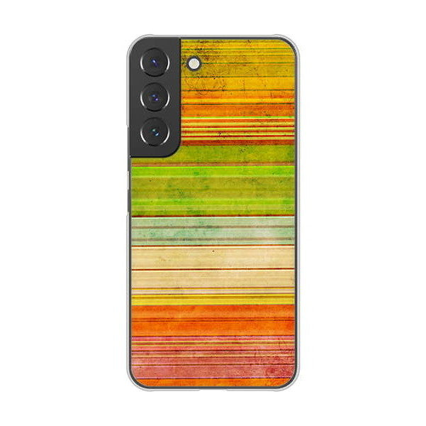 Galaxy S22 SCG13 au 高画質仕上げ 背面印刷 ハードケース 【1324 ビンテージボーダー（色彩）】
