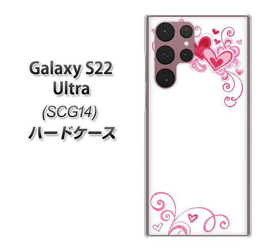 Galaxy S22 Ultra SCG14 au 高画質仕上げ 背面印刷 ハードケース【365 ハートフレーム】