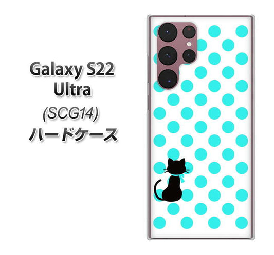 Galaxy S22 Ultra SCG14 au 高画質仕上げ 背面印刷 ハードケース【EK809 ネコとシンプル ライトブルー】