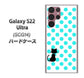 Galaxy S22 Ultra SCG14 au 高画質仕上げ 背面印刷 ハードケース【EK809 ネコとシンプル ライトブルー】