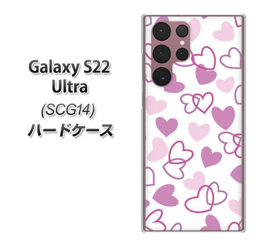 Galaxy S22 Ultra SCG14 au 高画質仕上げ 背面印刷 ハードケース【VA928 ハートがいっぱい パープル】