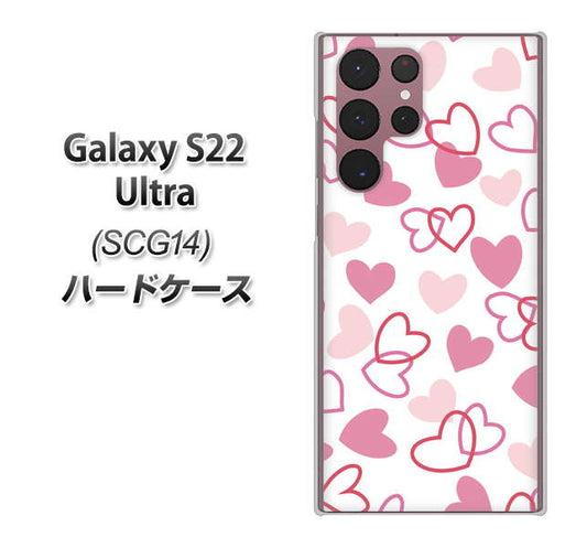 Galaxy S22 Ultra SCG14 au 高画質仕上げ 背面印刷 ハードケース【VA929 ハートがいっぱい ピンク】