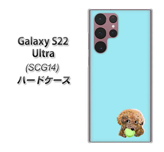 Galaxy S22 Ultra SCG14 au 高画質仕上げ 背面印刷 ハードケース【YJ054 トイプードル＆ボール（ブルー）】