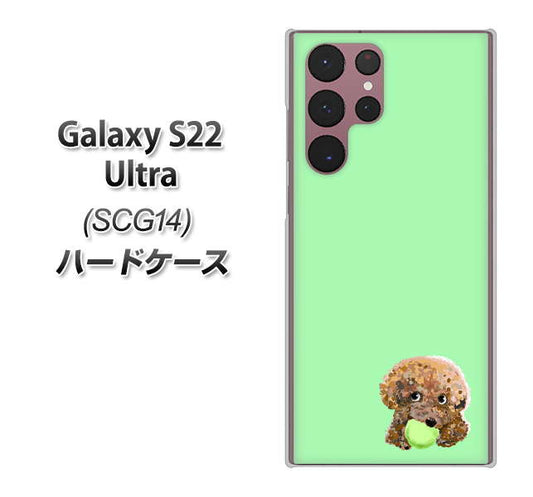 Galaxy S22 Ultra SCG14 au 高画質仕上げ 背面印刷 ハードケース【YJ055 トイプードル＆ボール（グリーン）】