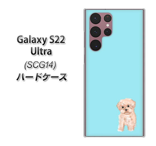 Galaxy S22 Ultra SCG14 au 高画質仕上げ 背面印刷 ハードケース【YJ062 トイプードルアプリコット（ブルー）】