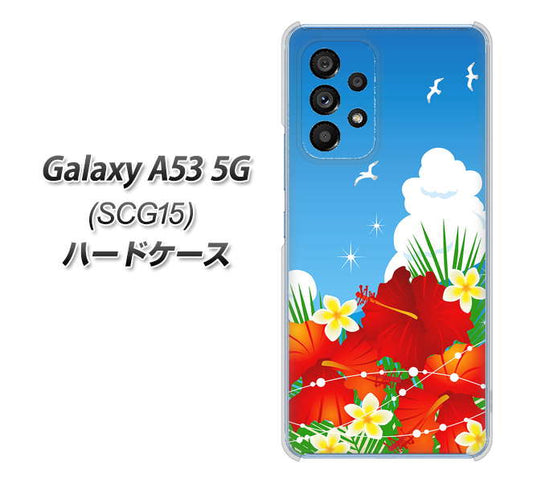 Galaxy A53 5G SCG15 au 高画質仕上げ 背面印刷 ハードケース【VA821 ハイビスカスと青空】