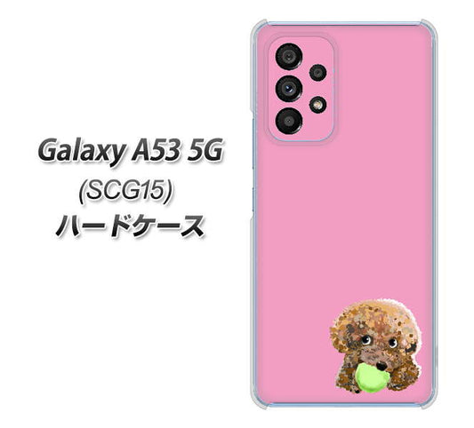 Galaxy A53 5G SCG15 au 高画質仕上げ 背面印刷 ハードケース【YJ053 トイプードル＆ボール（ピンク）】