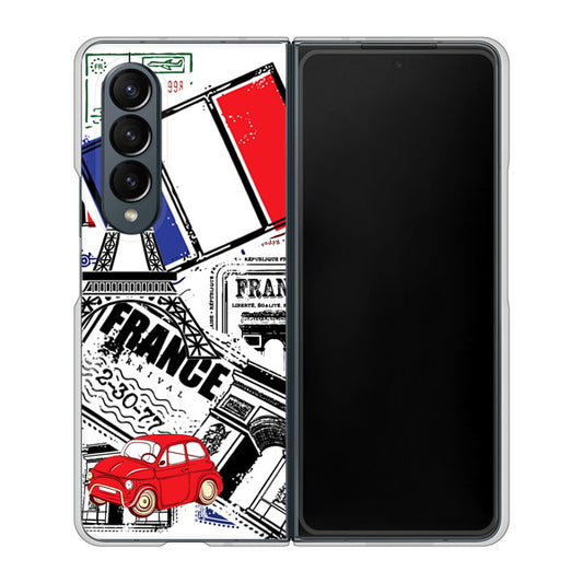 Galaxy Z Fold4 SCG16 au 高画質仕上げ 背面印刷 ハードケース【599 フランスの街角】