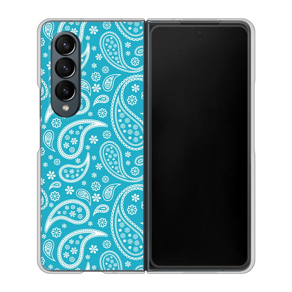 Galaxy Z Fold4 SCG16 au 高画質仕上げ 背面印刷 ハードケース【766 ペイズリーブルー】