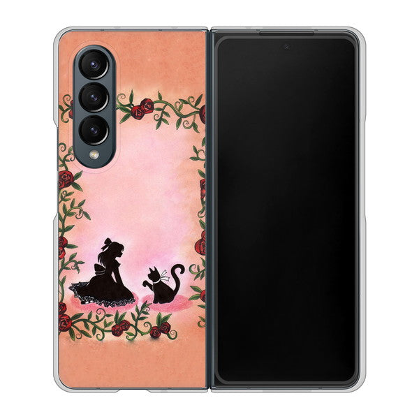 Galaxy Z Fold4 SCG16 au 高画質仕上げ 背面印刷 ハードケース【1096 お姫様とネコ（カラー）】
