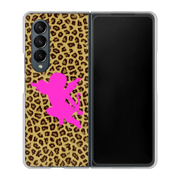 Galaxy Z Fold4 SCG16 au 高画質仕上げ 背面印刷 ハードケース【1245 ヒョウ柄エンジェル】