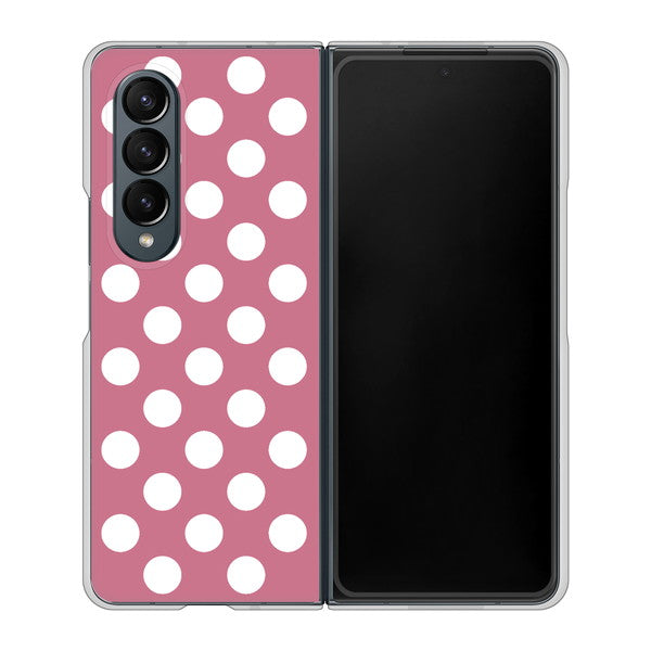 Galaxy Z Fold4 SCG16 au 高画質仕上げ 背面印刷 ハードケース【1355 シンプルビッグ白薄ピンク】