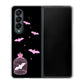 Galaxy Z Fold4 SCG16 au 高画質仕上げ 背面印刷 ハードケース【AG809 こうもりの王冠鳥かご（黒×ピンク）】