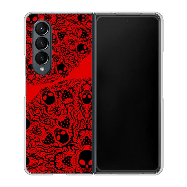 Galaxy Z Fold4 SCG16 au 高画質仕上げ 背面印刷 ハードケース【AG835 苺骸骨曼荼羅（赤）】