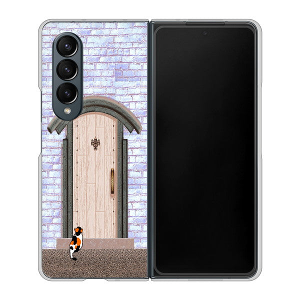 Galaxy Z Fold4 SCG16 au 高画質仕上げ 背面印刷 ハードケース【YA952 石ドア02 素材クリア】