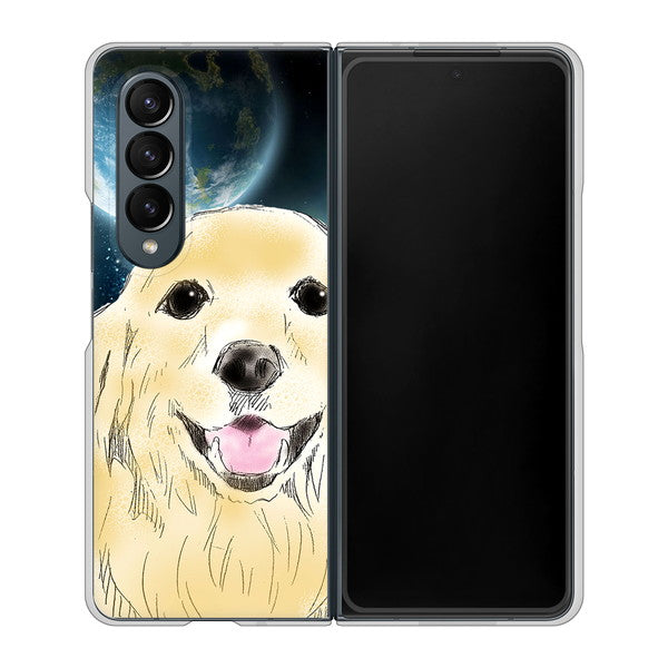 Galaxy Z Fold4 SCG16 au 高画質仕上げ 背面印刷 ハードケース【YD826 ゴールデンレトリバー02】