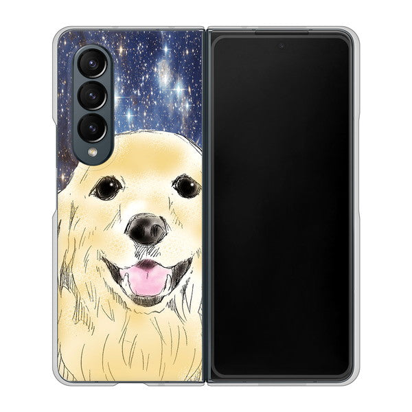 Galaxy Z Fold4 SCG16 au 高画質仕上げ 背面印刷 ハードケース【YD828 ゴールデンレトリバー04】