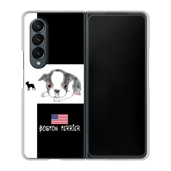 Galaxy Z Fold4 SCG16 au 高画質仕上げ 背面印刷 ハードケース【YD854 ボストンテリア05】