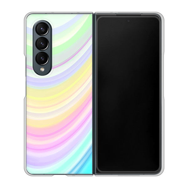 Galaxy Z Fold4 SCG16 au 高画質仕上げ 背面印刷 ハードケース【YJ312 カラー レインボー】