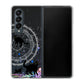 Galaxy Z Fold4 SCG16 au 高画質仕上げ 背面印刷 ハードケース【YJ330 魔法陣猫 キラキラ 黒猫】