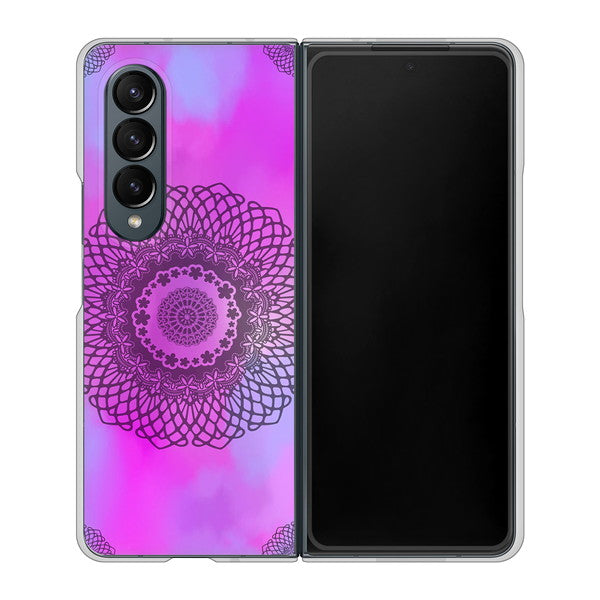 Galaxy Z Fold4 SCG16 au 高画質仕上げ 背面印刷 ハードケース【YJ344 レース】