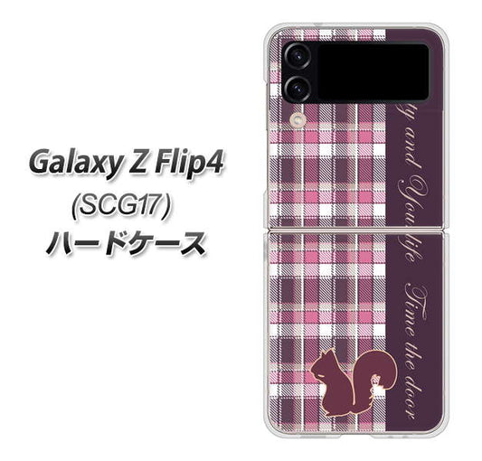 Galaxy Z Flip4 SCG17 au 高画質仕上げ 背面印刷 ハードケース【519 チェック柄にリス】