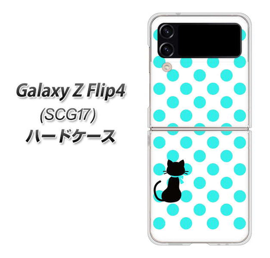 Galaxy Z Flip4 SCG17 au 高画質仕上げ 背面印刷 ハードケース【EK809 ネコとシンプル ライトブルー】