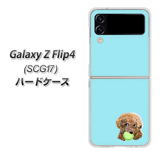 Galaxy Z Flip4 SCG17 au 高画質仕上げ 背面印刷 ハードケース【YJ054 トイプードル＆ボール（ブルー）】