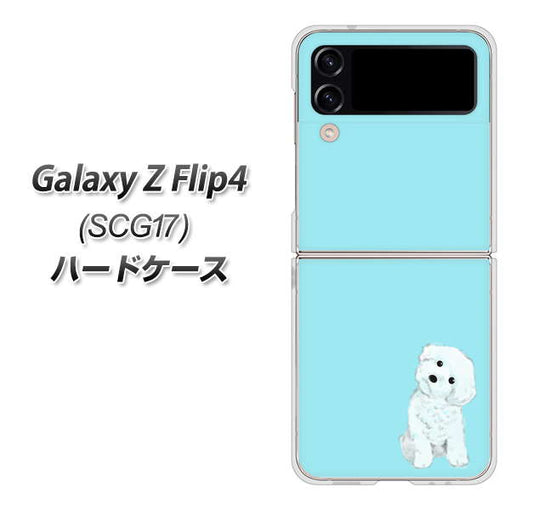 Galaxy Z Flip4 SCG17 au 高画質仕上げ 背面印刷 ハードケース【YJ070 トイプードルホワイト（ブルー）】